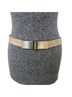 Chicos Belt Womens Sz M/L Adjustable Tan Alligator Pattern Silvertone Buckle